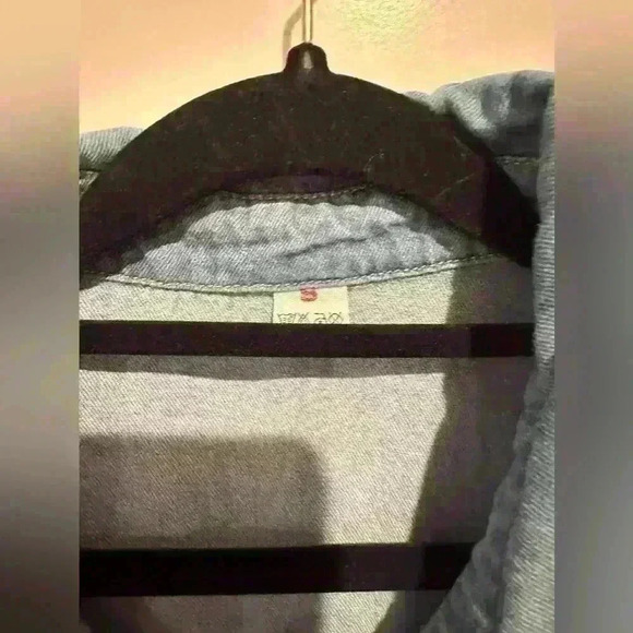 Denim Casual Lapel Button Down Front Maxi Shirt Short Sleeve Dress - Picture 6 of 6